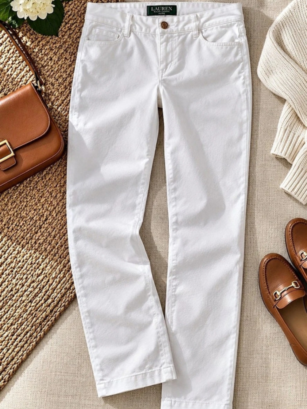 Lauren Ralph Lauren Cotton Pants in White Size 6P Like